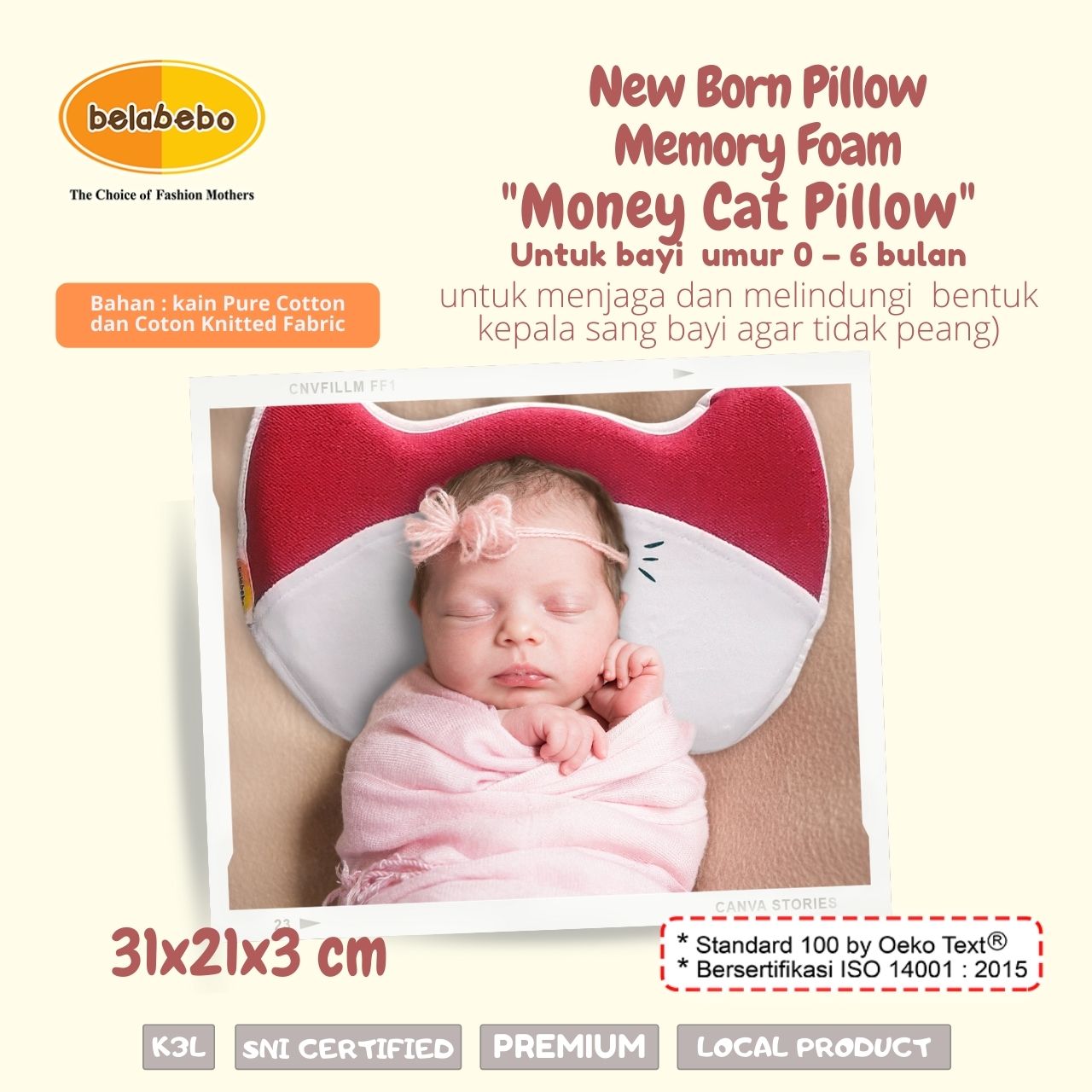 New Born Pillow Money Cat Pillow Belabebo