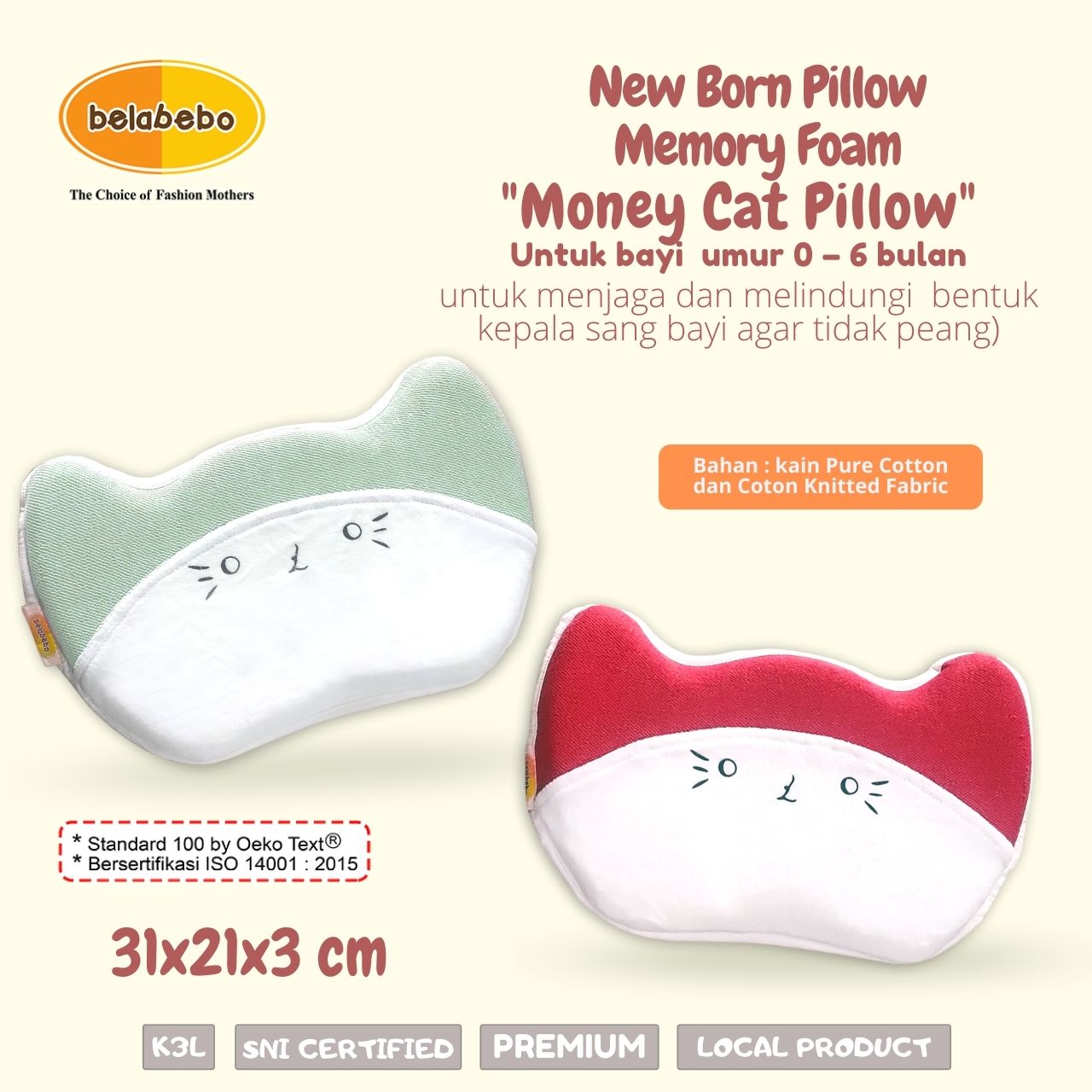 New Born Pillow Money Cat Pillow Ukuran Belabebo