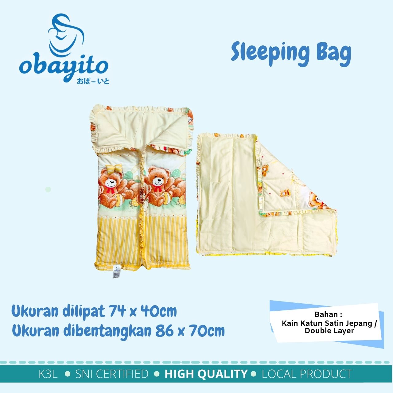 Ukuran sleeping bag dari obayito terbaik