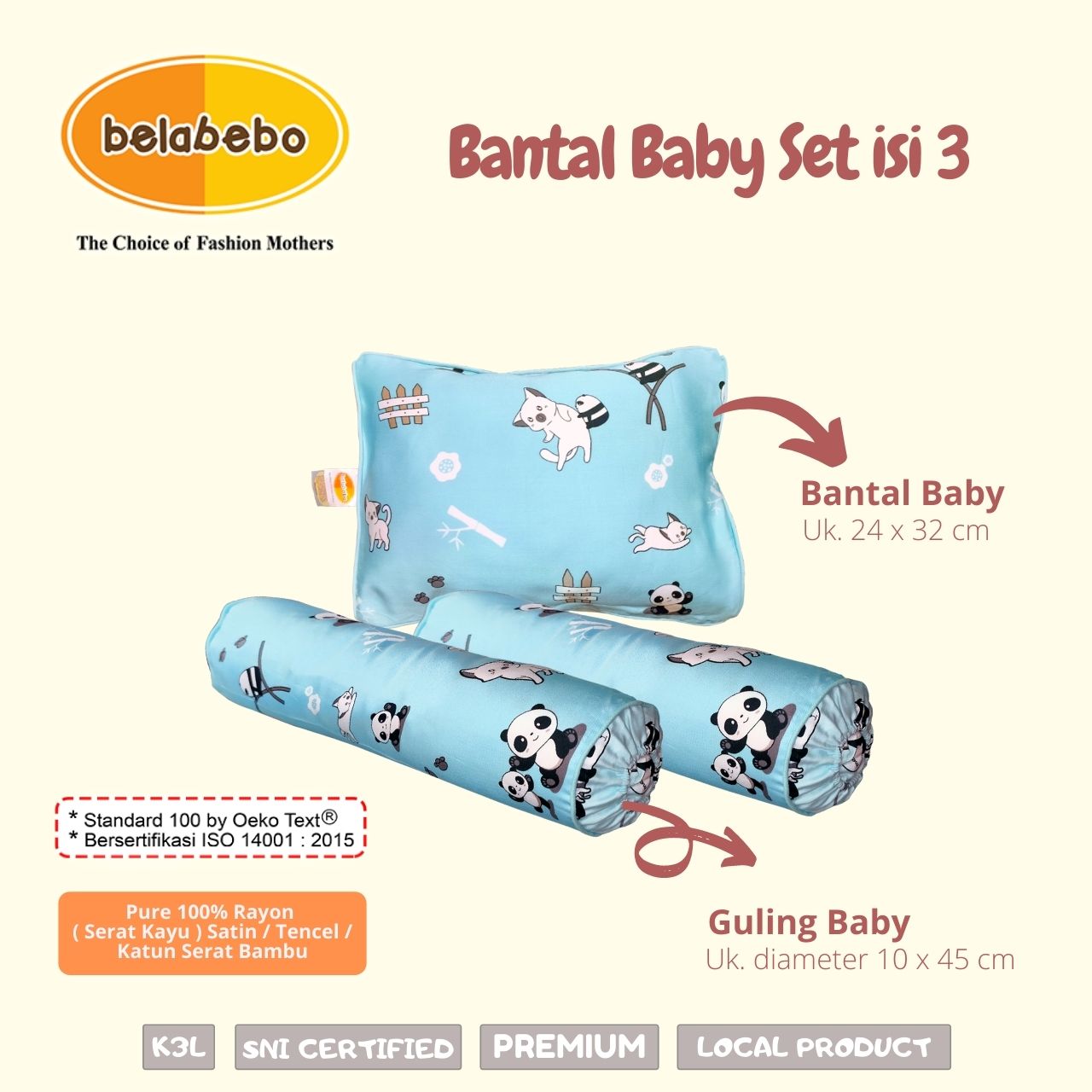 Bantal Baby set isi 3 belabebo