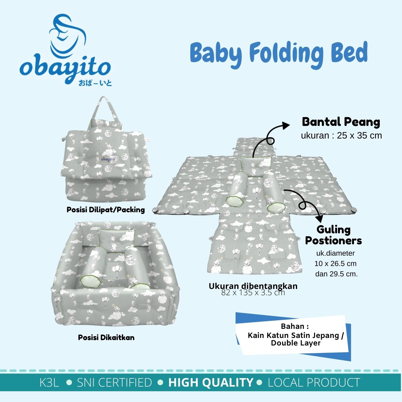 Ukuran Baby Folding Bed Obayito